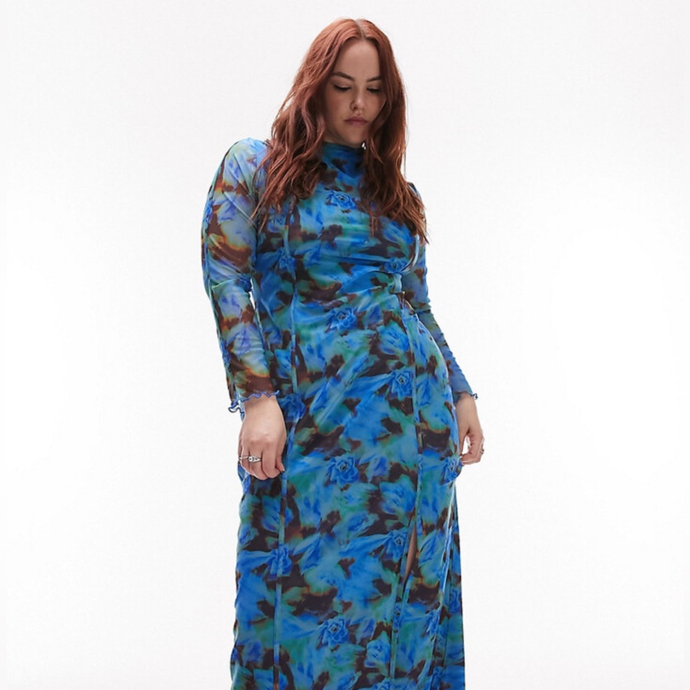 Topshop Floral Patterned Midi Dress